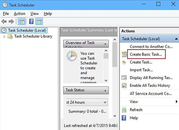 hẹn giờ tắt máy tính với task scheduler