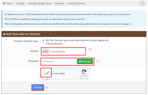 Các bước đơn giản để thêm Addon domain vào hosting